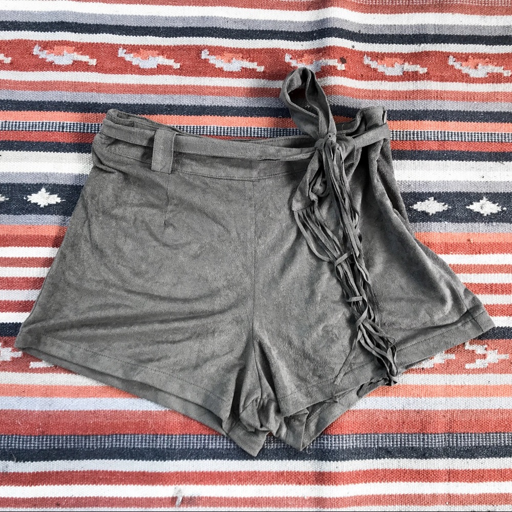 Dark green velvet shorts